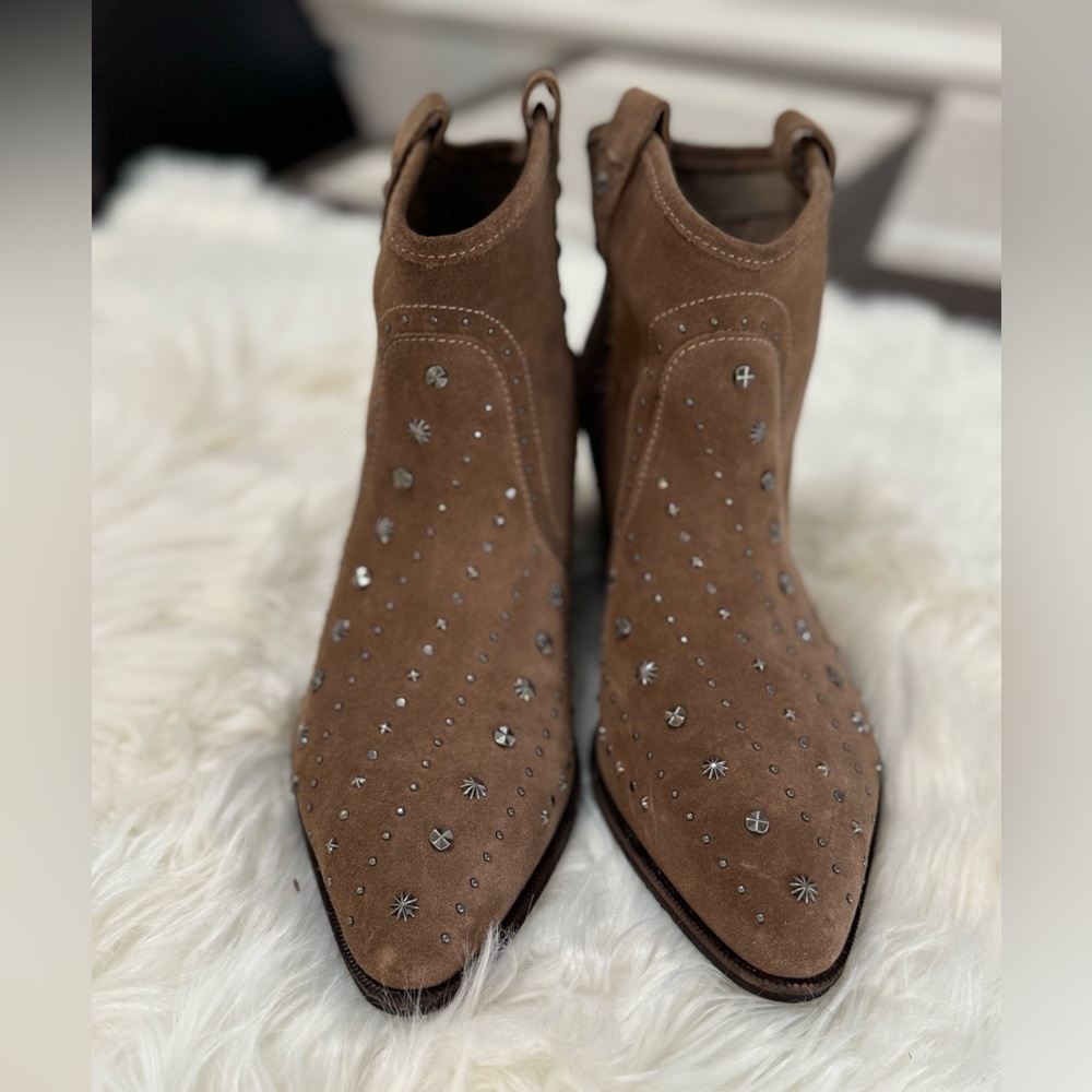 Sam Edelman Tan Studded Ankle Booties